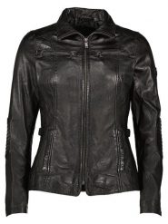 HIS Skórzana kurtka w kolorze czarnym rozmiar: 42. Czarne kurtki damskie HIS, bez wzorów, ze skóry, bez kaptura. Za 478.99 zł.