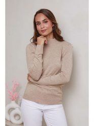 Soft Cashmere Sweter w kolorze beżowym rozmiar: 38/40. Brązowe swetry klasyczne damskie Soft Cashmere, z kaszmiru, bez kołnierzyka. Za 117.17 zł.