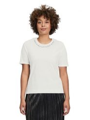 CARTOON Koszulka w kolorze kremowym rozmiar: 44. Brązowe koszulki damskie Cartoon, z aplikacjami, z bawełny, bez kołnierzyka, bez ramiączek. Za 69.99 zł.