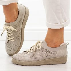 Beżowe sportowe buty damskie News 9952. Brązowe obuwie sportowe casual damskie NEWS, na lato, z dresówki, bez zapięcia, trekkingowe. Za 129.00 zł.