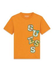 Guess T-Shirt L6GI02 K8HM4 Pomarańczowy Relaxed Fit. Brązowe t-shirty i koszulki chłopięce Guess, z aplikacjami, z bawełny, bez kołnierzyka, bez ramiączek. Za 119.99 zł.