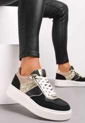 Czarne Sneakersy na Platformie Elasetta. Czarne obuwie sportowe damskie Renee, bez zapięcia. Za 109.99 zł.