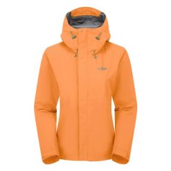 Kurtka przeciwdeszczowa damska Rab Women's Downpour Jacket z kapturem. Brązowe kurtki damskie RAB, s, bez wzorów, z kapturem. Za 439.99 zł.