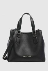 VALENTINO Czarna torebka Brixton. Czarne kuferki damskie Valentino by Mario Valentino, bez wzorów, bez dodatków. W wyprzedaży za 479.99 zł.