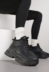 Czarne Sneakersy Vices w Stylu Traperków Chunky na Grubej Podeszwie Leandre. Czarne obuwie sportowe damskie Born2be, z jeansu, bez zapięcia. Za 109.99 zł.