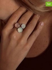 Les Petites Précieuses Pozłacane pierścionki (3 szt.) z kamieniami szlachetnymi rozmiar: 60. Szare pierścionki damskie Les Petites Précieuses, z cyrkonią, pozłacane. Za 478.62 zł.