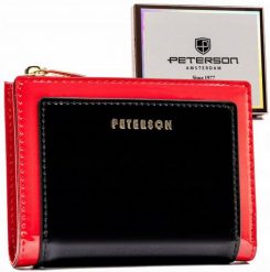 Portfel damski Peterson PTN 003-LAK czarno-czerwony. Czarne portfele damskie Peterson, bez wzorów, ze skóry ekologicznej. Za 54.00 zł.