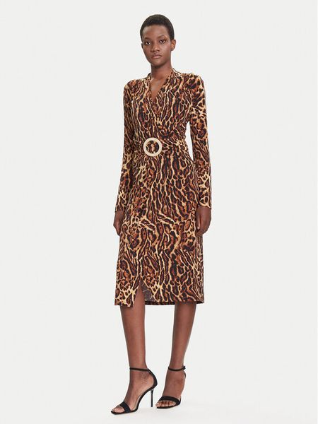 Joseph Ribkoff Sukienka koktajlowa 253091 Brązowy Slim Fit. Brązowe sukienki damskie Joseph Ribkoff, bez wzorów, z syntetyku, wizytowe, bez ramiączek. Za 579.99 zł.