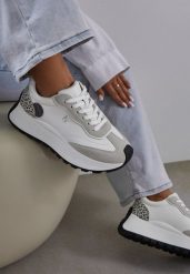 Białe Sneakersy Vices na Platformie Ozdobione Naszywką i Panterką Selothiel. Białe obuwie sportowe damskie Renee, z jeansu, bez zapięcia. Za 109.99 zł.