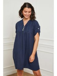 Curvy Lady Lniana sukienka w kolorze granatowym rozmiar: 44/46. Niebieskie sukienki damskie Curvy Lady, bez wzorów, z koronki, klasyczne, bez ramiączek. Za 151.95 zł.