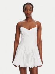 BARDOT Sukienka koktajlowa Lissett Poplin 59794DB Biały Slim Fit. Białe sukienki damskie Bardot, bez wzorów, z bawełny, wizytowe, bez ramiączek. Za 349.99 zł.