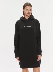 Calvin Klein Sukienka dzianinowa Hero Logo Hoodie Dress K20K206897 Czarny Regular Fit. Czarne sukienki damskie Calvin Klein, bez wzorów, z bawełny, bez ramiączek. Za 359.99 zł.
