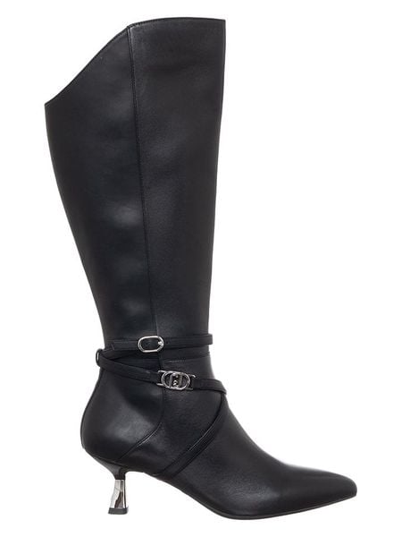 Liu Jo Skórzane kozaki w kolorze czarnym rozmiar: 36. Czarne kozaki damskie Liu Jo, na zimę, bez obcasa, na obcasie, bez zapięcia. Za 569.68 zł.