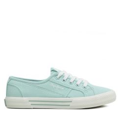 Tenisówki Pepe Jeans. Niebieskie trampki damskie Pepe Jeans, bez wzorów, z jeansu, bez zapięcia. Za 239.99 zł.