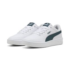 Młodzieżowe sneakersy Court Classic Clean PUMA White Green Terrain. Biała obuwie sportowe damskie Puma, bez zapięcia, na jogę i pilates. Za 179.00 zł.