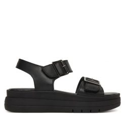 Sandały Tamaris. Czarne sandały damskie Tamaris, bez wzorów, bez obcasa, na płaskiej podeszwie, bez zapięcia. Za 369.99 zł.