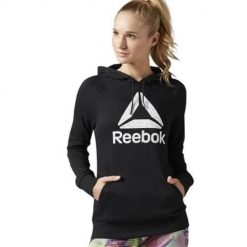 Bluza sportowa damska Reebok BK6469. Czarne bluzy damskie Reebok, s, bez wzorów, z kapturem. Za 202.00 zł.