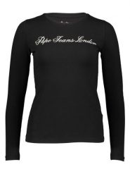 Pepe Jeans Koszulka w kolorze czarnym rozmiar: M. Czarne koszulki damskie Pepe Jeans, m, bez wzorów, z jeansu, bez kołnierzyka, bez ramiączek. Za 118.28 zł.