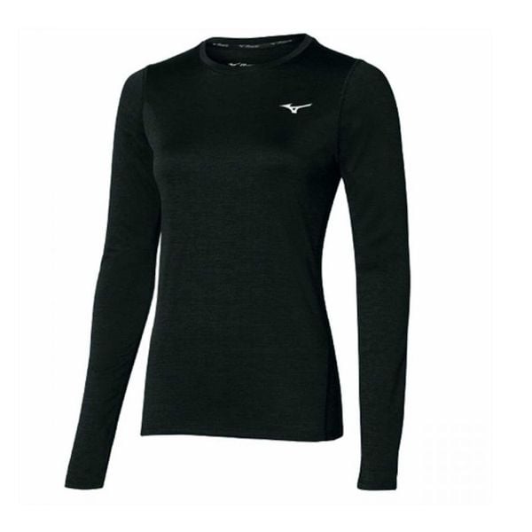 Koszulka Z Długim Rękawem Dla Kobiet Impulse Core. Czarne bluzki damskie Mizuno, bez wzorów, bez kołnierzyka, bez ramiączek. Za 193.99 zł.