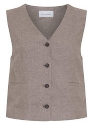 MOSS COPENHAGEN Kamizelka w kolorze jasnobrązowym rozmiar: S. Brązowe kamizelki damskie Moss Copenhagen, s, bez wzorów, bez kaptura. Za 214.95 zł.
