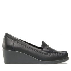 Półbuty Go Soft. Niebieskie czółenka damskie GO SOFT, bez wzorów, bez obcasa, na koturnie. Za 199.99 zł.