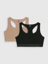 4F Biustonosz bawełniany z niskim wsparciem (2-pack) damski - multikolor S. Biustonosze sportowe damskie 4F, bez wzorów, z bawełny. W wyprzedaży za 59.99 zł.