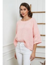 Fleur de Lin Lniana bluzka "Georginia" w kolorze jasnoróżowym rozmiar: XL. Różowe bluzki damskie Fleur de Lin, xl, bez wzorów, ze lnu, bez kołnierzyka, bez ramiączek. Za 132.05 zł.