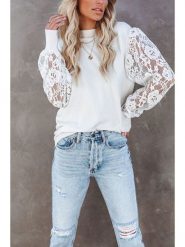 Milan Kiss Bluzka w kolorze białym rozmiar: XL. Białe bluzki damskie Milan Kiss, xl, bez wzorów, z koronki, bez kołnierzyka, bez ramiączek. Za 126.99 zł.