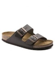 Birkenstock Skórzane klapki "Arizona" w kolorze ciemnobrązowym rozmiar: 46. Brązowe klapki damskie Birkenstock, bez wzorów, bez obcasa, bez zapięcia. Za 409.00 zł.