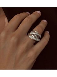 Eclat d'Argent Srebrny pierścionek z cyrkoniami rozmiar: 52. Szare pierścionki damskie Eclat d'Argent, z cyrkonią, srebrne. Za 276.71 zł.