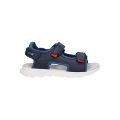 Sandały juniorskie Geox Airadyum. Niebieskie sandały damskie Geox, bez wzorów, z syntetyku, bez obcasa, bez zapięcia. Za 219.99 zł.