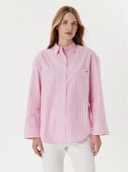 Tommy Hilfiger Koszula New Easy WW0WW45892 Różowy Relaxed Fit. Czerwone koszule damskie Tommy Hilfiger, bez wzorów, z bawełny, biznesowe, bez kołnierzyka, bez ramiączek. Za 339.99 zł.