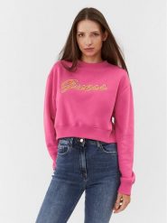 Guess Bluza W3BQ13 KB681 Różowy Regular Fit. Czerwone bluzy damskie Guess, l, z aplikacjami, z syntetyku, bez kaptura. Za 169.99 zł.