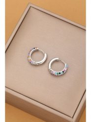 Atelier MIU Posrebrzane kolczyki-kreole z cyrkoniami rozmiar: onesize. Niebieskie kolczyki damskie atelier MIU, z cyrkonią, posrebrzane. Za 39.99 zł.