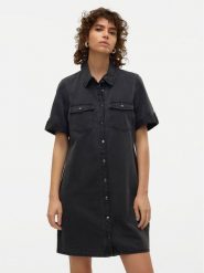 Vero Moda Sukienka jeansowa Jennie 10309665 Czarny Regular Fit. Czarne sukienki damskie Vero Moda, bez wzorów, z bawełny, bez ramiączek. Za 139.99 zł.