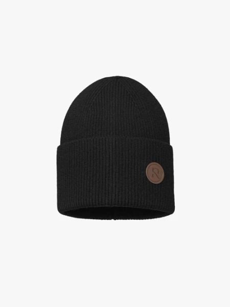 Czarna czapka w prążki. Czarne czapki damskie Ryłko, na jesień, bez wzorów, z dzianiny. W wyprzedaży za 29.99 zł.