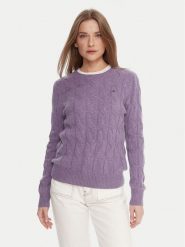 Tommy Hilfiger Sweter WW0WW43586 Fioletowy Regular Fit. Fioletowe swetry klasyczne damskie Tommy Hilfiger, l, z wełny, bez kołnierzyka. Za 649.99 zł.