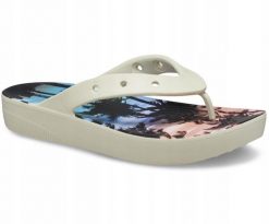 Japonki Dla Dorosłych Crocs Classic Platform Retro Resort Flip. Brązowe klapki damskie Crocs, bez wzorów, z materiału, bez obcasa, bez zapięcia. Za 99.99 zł.