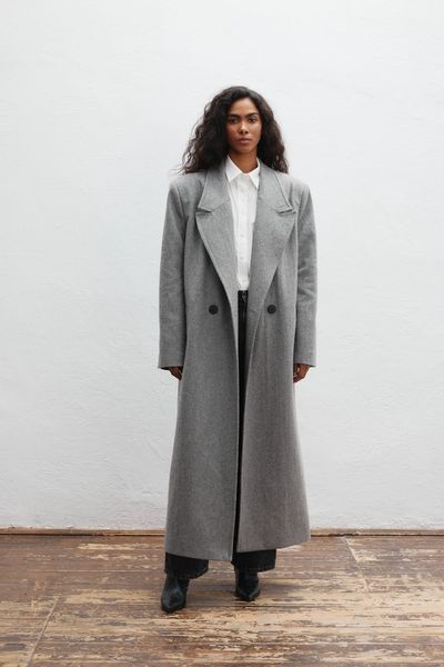 Wełniany trencz w kolorze DARK GREY - TESORO-XS. Szare płaszcze damskie Marsala, m, bez wzorów, z jeansu, bez kaptura. Za 1,399.90 zł.