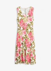 Sukienka z dżerseju z miękkiej mieszanki wiskozy. Białe sukienki damskie bonprix, bez wzorów, z dżerseju, bez ramiączek. Za 139.99 zł.