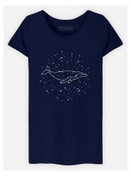 WOOOP Koszulka "Whale Constellation" w kolorze granatowym rozmiar: S. Niebieskie bluzki damskie Wooop, s, bez wzorów, z bawełny, bez kołnierzyka, bez ramiączek. Za 56.99 zł.