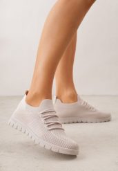 Beżowe Sznurowane Buty Sportowe Sneakersy z Siateczki Caeolea. Brązowe obuwie sportowe casual damskie Born2be, z jeansu, bez zapięcia. Za 59.99 zł.