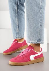 Różowe Sneakersy w Stylu Klasycznych Tenisówek Ahleria. Czerwone obuwie sportowe damskie Born2be, z jeansu, bez zapięcia, tenisowe. Za 79.99 zł.