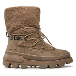Botki Lee Cooper. Brązowe botki damskie Lee Cooper, bez obcasa, na płaskiej podeszwie, bez zapięcia. Za 269.99 zł.