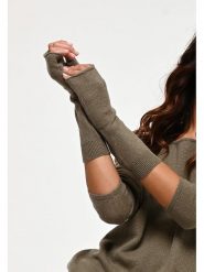 AUTHENTIC CASHMERE Kaszmirowe mitenki "Serre" w kolorze khaki rozmiar: onesize. Brązowe rękawiczki damskie AUTHENTIC CASHMERE, bez wzorów, z kaszmiru. Za 121.99 zł.