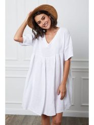 Fleur de Lin Lniana sukienka "Etsy" w kolorze białym rozmiar: L. Białe sukienki damskie Fleur de Lin, bez wzorów, ze lnu, bez ramiączek. Za 199.49 zł.
