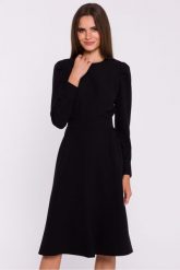 Elegancka sukienka rozkloszowana z paskiem czarna. Czarne sukienki damskie Stylove, bez wzorów, eleganckie, bez ramiączek. Za 269.00 zł.