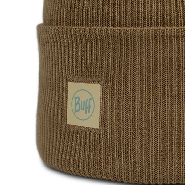 Czapka BUFF CROSSKNIT BEANIE SOLID GINGKO. Żółte czapki damskie Buff, bez wzorów, z dzianiny. Za 173.20 zł.