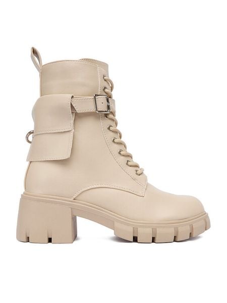 DeeZee Trzewiki 17193-13 Beżowy. Brązowe botki damskie DeeZee, z materiału, bez obcasa, na płaskiej podeszwie, bez zapięcia. Za 199.99 zł.