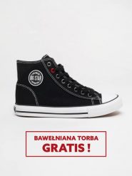 Trampki damskie wysokie czarne JJ274A502 906. Czarne trampki damskie Big Star, bez wzorów, bez zapięcia. W wyprzedaży za 88.99 zł.